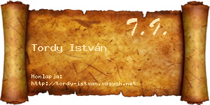 Tordy István névjegykártya